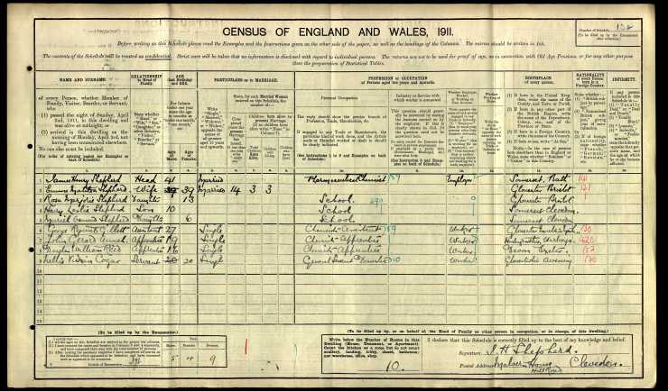 1911-John Gerard Annal census Clevedon RG14-14803 s.132