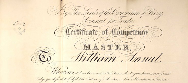 1851-William Annal master's certificate - National Maritime Museum (1)